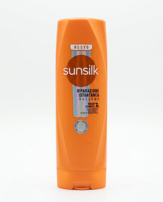 Sunsilk Riparazione Istantanea Balsamo 200 ml, con 7% Repair Complex a base di peptidi, vitamina C e olio di mandorla, formulato per riparare i capelli in 1 utilizzo e contrastare crespo e danni, con bottiglia in plastica 100% riciclata e certificazione PETA Approved.