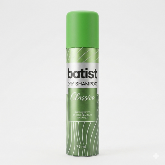 Batiste Shampoo Secco Classico 75ml formato viaggio da borsetta per capelli freschi e voluminosi senza acqua