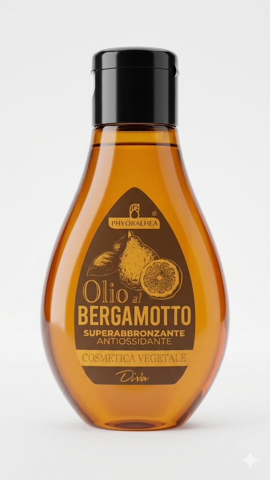 PhyorAlhea® Olio Abbronzante al Bergamotto 100ml | Olio Profumato Superabbronzante e Antiossidante | Formula con Carota e Mallo di Noce | Senza Filtri Solari