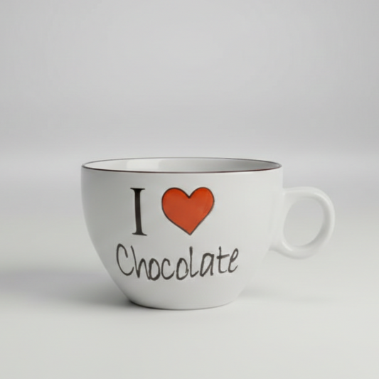 Bellintavola Tazza I Love Chocolate 11,8x7cm in Ceramica | Colori Assortiti (Bianco, Grigio, Rosso, Crema) | Design Moderno per Colazione e Merenda | GICOS IMPORT