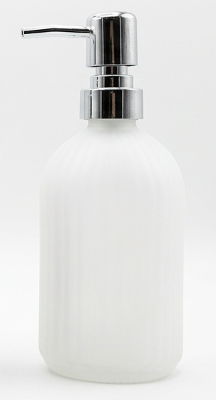 Kasaviva Dispenser Sapone Liquido in Vetro Satinato 500 ml | Dosatore per Bagno e Cucina con Erogatore Cromato | Disponibile in Tortora, Grigio e Bianco