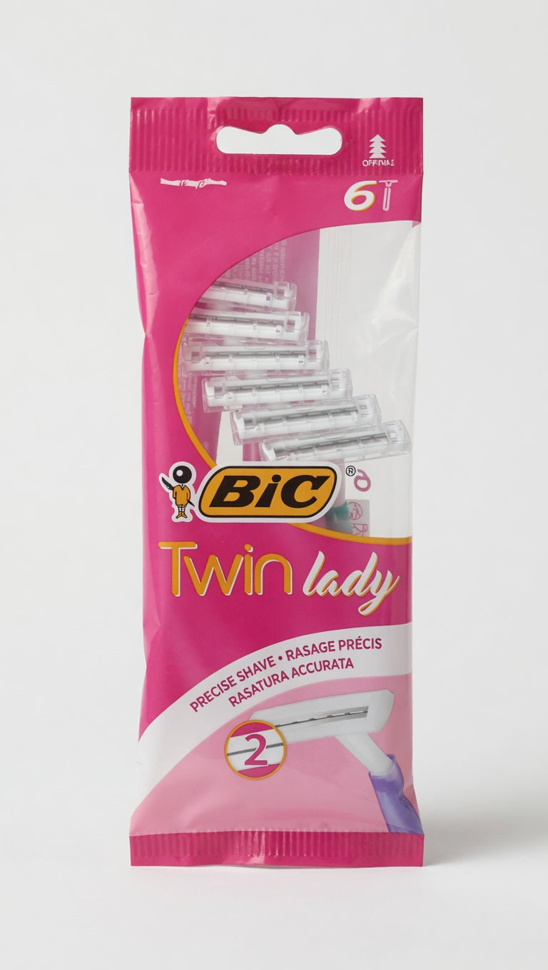 Bic Twin Lady Rasoio Donna Bilame Monouso | Confezione 6 Pezzi | Testina Sottile per Precisione e Controllo | 5 Colori Assortiti
