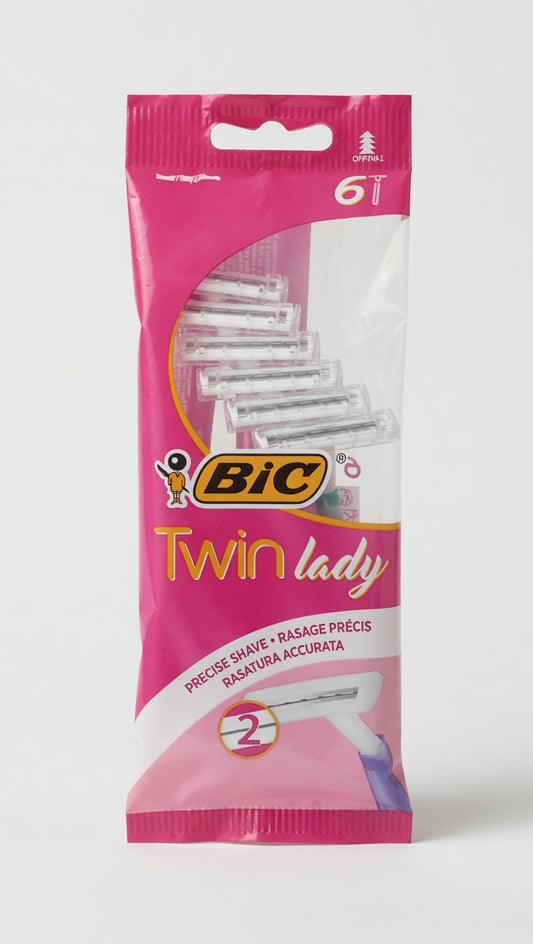 Bic Twin Lady Rasoio Donna Bilame Monouso | Confezione 6 Pezzi | Testina Sottile per Precisione e Controllo | 5 Colori Assortiti