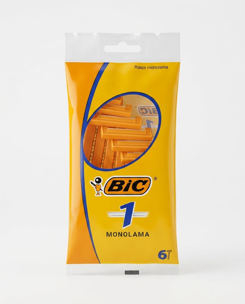BIC 1 Monolama Rasoi Usa e Getta 6 Pezzi – Acciaio Inox Precisione e Igiene Facile Risciacquo