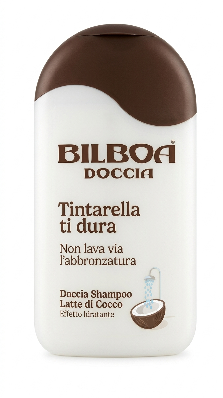 Bilboa Doccia Shampoo Latte di Cocco 220 ml | Prolunga l'Abbronzatura | Con Aloe Vera Idratante | Azione Delicata per Pelle e Capelli