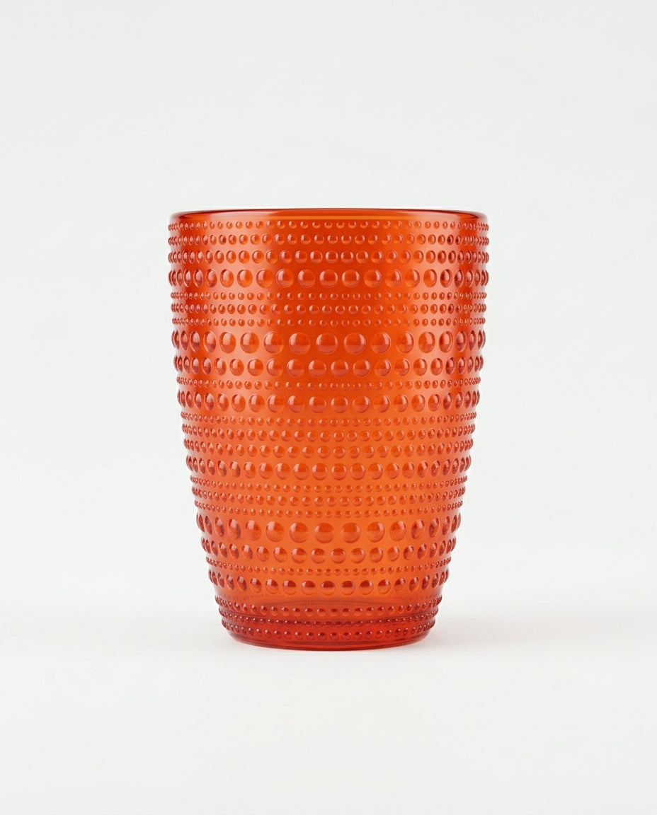 Maison Tortorà Set 6 Bicchieri in Vetro Colorati Rosso Essence 280 ml per Acqua Succhi e Drink – Design Rilievo Beaded Glass Luxury