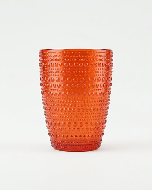 Maison Tortorà Set 6 Bicchieri in Vetro Colorati Rosso Essence 280 ml per Acqua Succhi e Drink – Design Rilievo Beaded Glass Luxury