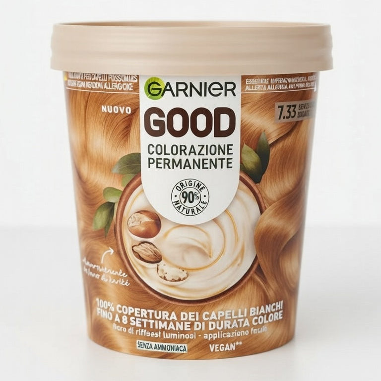 Garnier GOOD Tinta Permanente Senza Ammoniaca – 90% Naturale, Copertura 100% Bianchi e Balsamo al Karité