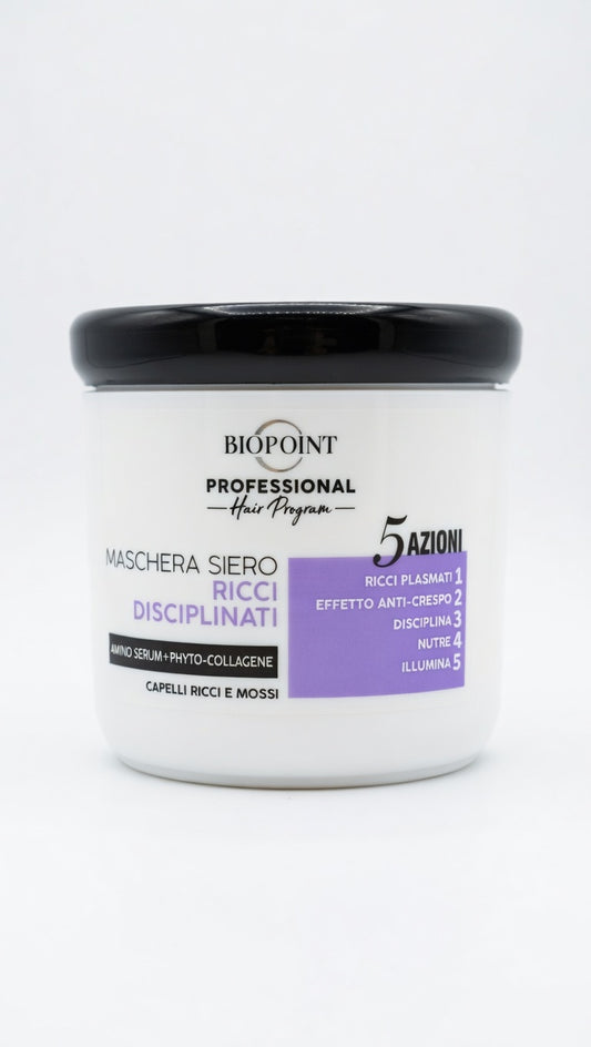 Biopoint Professional Maschera Siero Ricci Disciplinati 5 Azioni 400ml | Anti-Crespo con Phyto-Collagene e Olio di Oliva