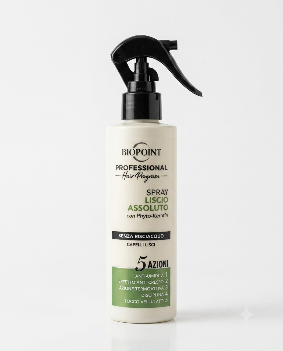 Biopoint Spray Liscio Assoluto 200ml con Phyto-Keratin anti crespo anti umidità protezione termica 230°C
