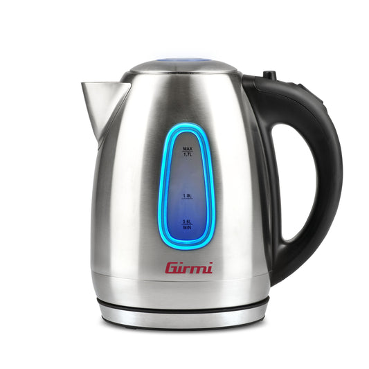 Girmi BL30 Bollitore Elettrico Professionale | 1.7 Litri | Corpo in Acciaio Inox | Potenza 2200W con Luce LED Interna | Base 360° Cordless | Sistema di Sicurezza Integrato