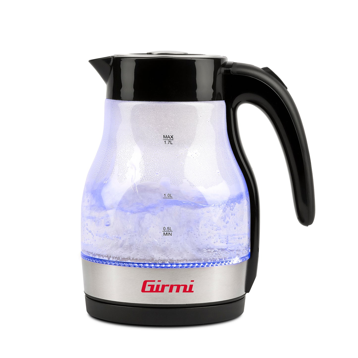 Girmi BL51 Bollitore Elettrico e Tisaniera 2-in-1 | Capacità 1.7 Litri | Caraffa in Vetro Graduata con Luce LED | Filtro Infusore in Acciaio Inox Removibile | Potenza 2200W