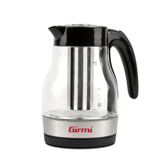 Girmi BL51 Bollitore Elettrico e Tisaniera 2-in-1 | Capacità 1.7 Litri | Caraffa in Vetro Graduata con Luce LED | Filtro Infusore in Acciaio Inox Removibile | Potenza 2200W