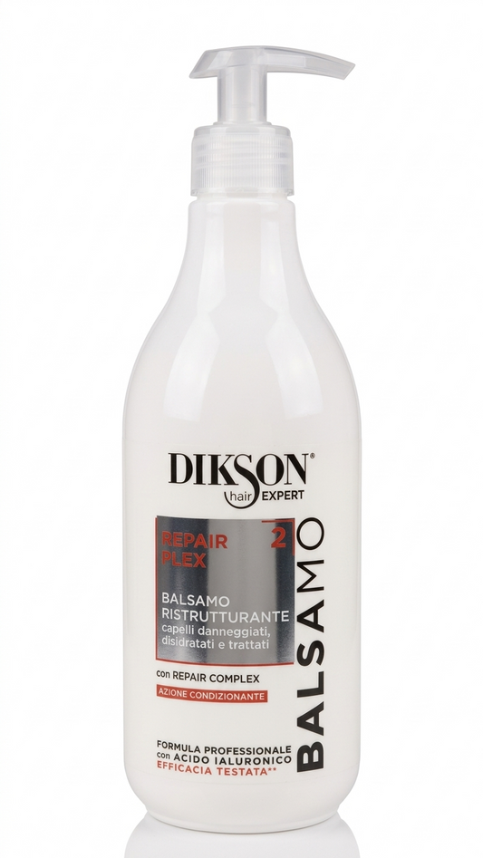 Dikson Hair Expert Balsamo Repair Plex 2 | Balsamo Ristrutturante e Condizionante 500 ml | Per Capelli Danneggiati e Trattati | Con Repair Complex e Acido Ialuronico | Azione Sigillante Immediata