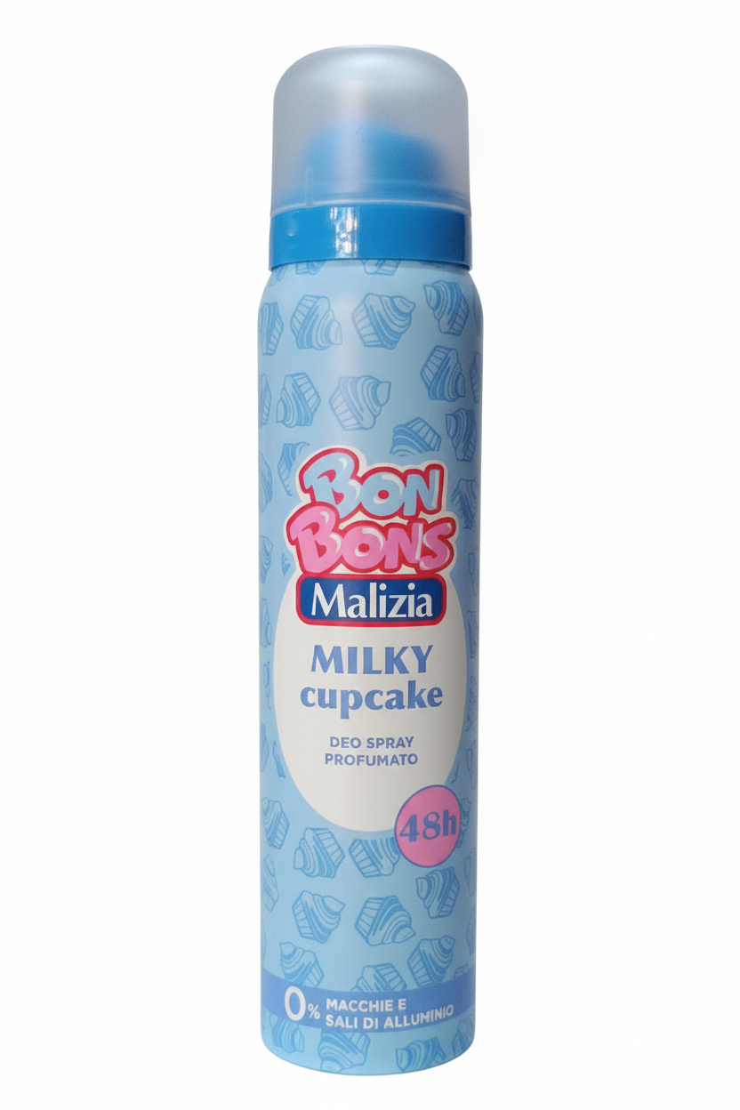 Bon Bons by Malizia Deodorante Spray 100 ml | 48h Efficacia | Senza Sali di Alluminio e Anti-Macchia | Profumi Sweet Candy & Milky Cupcake