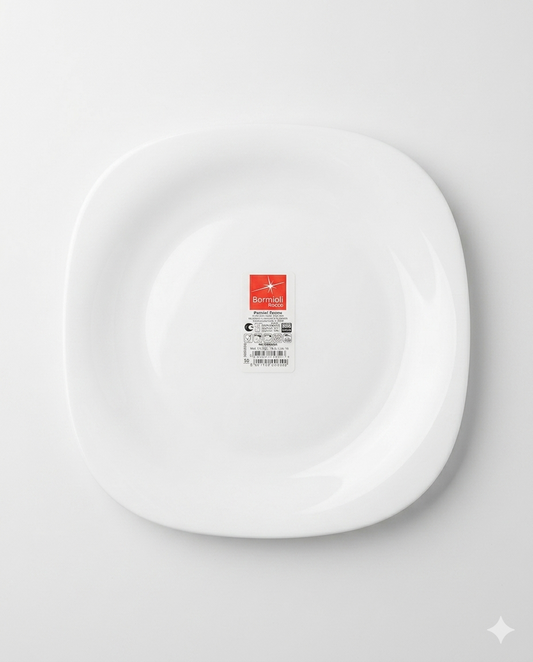 Bormioli Rocco Parma Set 6 Piatti Piani 27x27 cm – Vetro Opale Temperato – Design Square Moderno – Antirottura Professionale