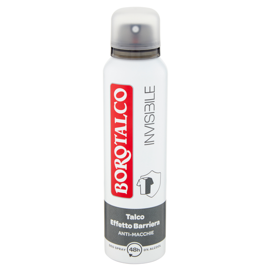 BOROTALCO Invisibile Spray 150ml | Profumo Classico | 48H Anti-Macchie Bianche e Gialle | Talco Effetto Barriera