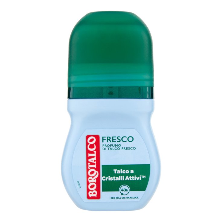 Borotalco Deo Roll-On Fresh 50ml | Tripla Protezione Sudore | Talco a Cristalli Attivi™ | 48h Extra Asciutto 0% Alcool