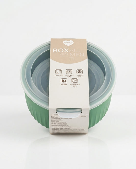 Dealo Set 2 Contenitori Ermetici Multiuso per Alimenti da 1,23 L e 0,58 L, BPA Free, adatti a microonde, freezer e lavastoviglie, contenitori cucina impilabili.