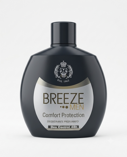 Breeze Men Squeeze deodorante 100 ml senza gas, 48h protezione, 0% sali di alluminio e formula trasparente uomo.