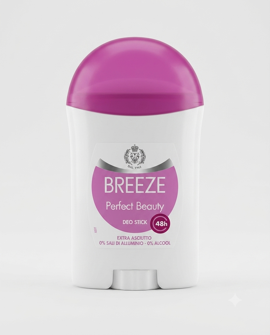 Breeze Perfect Beauty deodorante stick 40 ml 48h extra asciutto 0% alluminio e 0% alcool pelle sensibile.