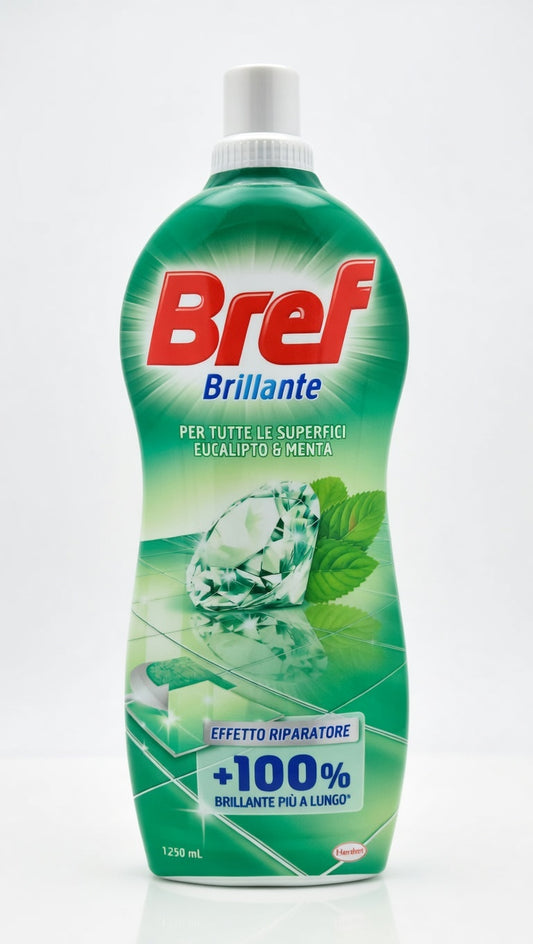 Bref Brillante Pavimenti Eucalipto & Menta | 1250 ml | Detergente con Effetto Riparatore e Asciugatura Ultra Rapida