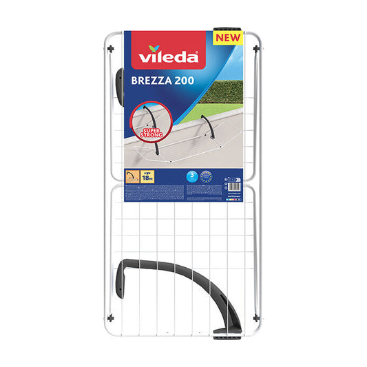 Vileda Brezza 200 Stendibiancheria da Balcone con Ali | 18m di Stenditura | Bracci Regolabili Nytrogen Technology | In Acciaio e Resina Ultra Resistente