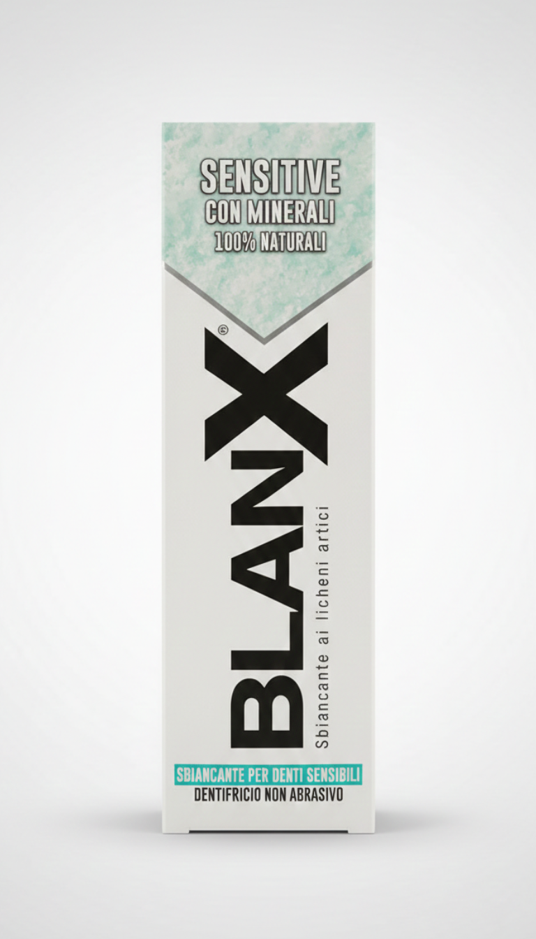 BlanX Sensitive con Minerali 75ml – Dentifricio Sbiancante Non Abrasivo – Per Denti Sensibili con Estratti di Bambù e Licheni Islandici