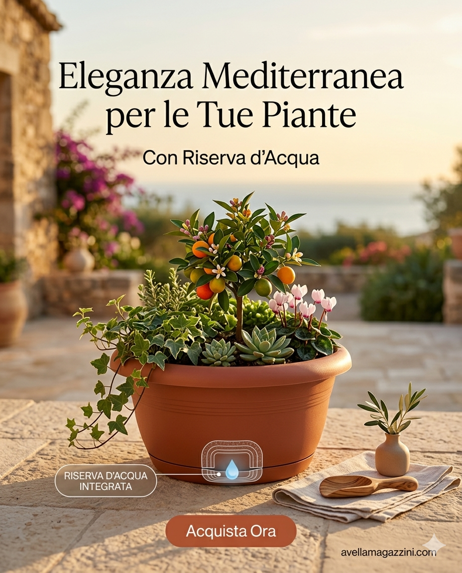 Stefanplast Capri Ciotola con Riserva d'Acqua in Polipropilene Effetto Terracotta – Eleganza Mediterranea e Idratazione Intelligente