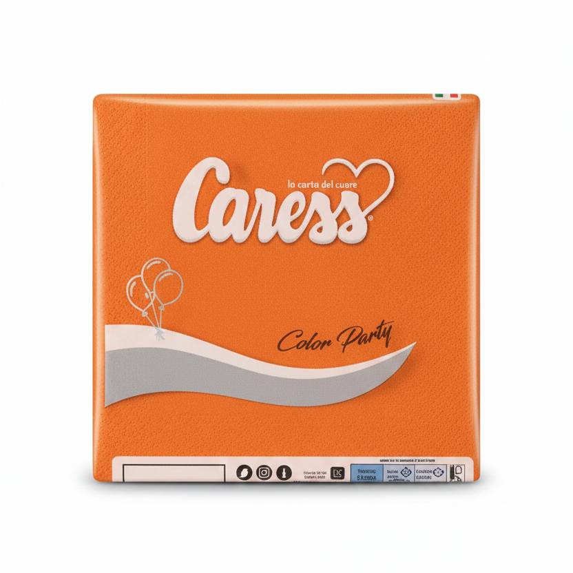 Caress Color Party Tovaglioli Arancio (25 Pz) – 2 Veli in Cellulosa da Tavola – Ideali per Feste, Party ed Eventi