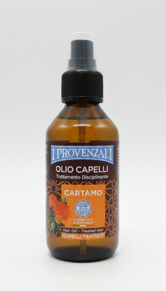 I Provenzali Olio Capelli Cartamo 100ml – Trattamento Rivitalizzante per Capelli Trattati e Decolorati – Vegan e Senza Profumo – Dermatologicamente Testato