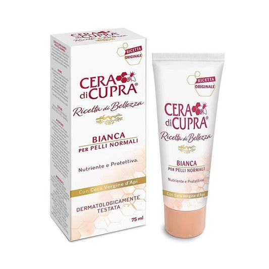 Cera Di Cupra Crema Viso Bianca 75ml - Ricetta Originale - Nutriente & Protettiva - Con Cera Vergine d'Api e Glicerina - Pelli Normali