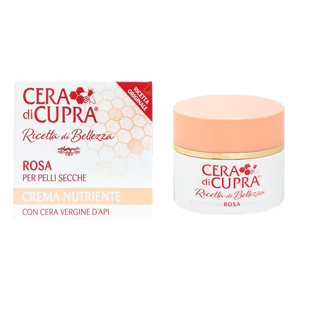 Cera Di Cupra Crema Viso Rosa Nutriente 50ml - Anti-Età per Pelli Secche - Ricetta Originale con Cera Vergine d'Api - Protezione e Morbidezza
