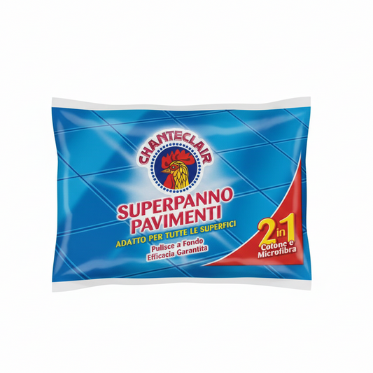 Chanteclair Super Panno Pavimenti 45x50 cm – Tecnologia 2in1 Cotone & Microfibra – Lava Lucida e Sgrassa Marmo e Parquet