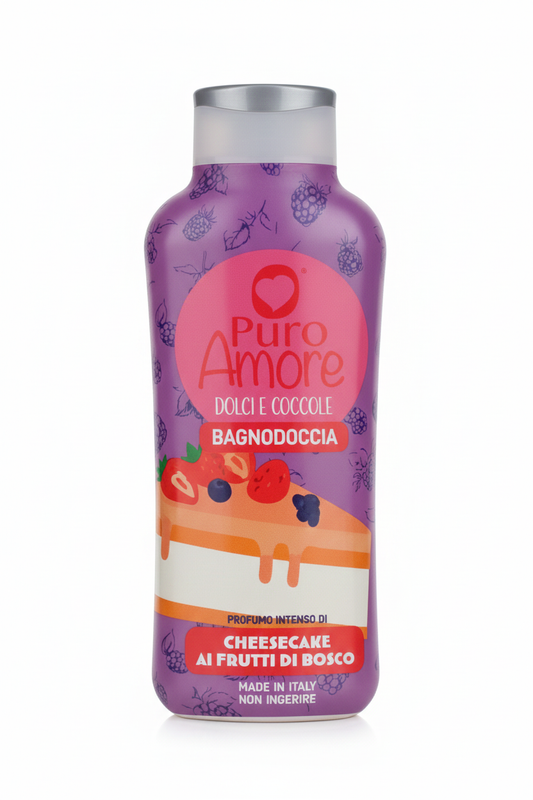 Puro Amore Dolci Coccole Cheesecake ai Frutti di Bosco bagnodoccia 1000 ml profumo crema e frutti rossi.