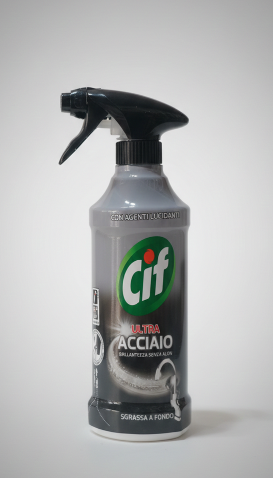 Cif Ultra Acciaio Spray Trigger 500ml – Sgrassatore Lucidante Anti-Aloni per Inox