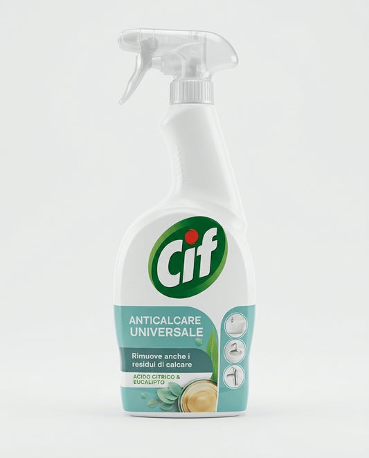 CIF Green Active Anticalcare Universale 650ml – Formula Potente con Acido Citrico ed Eucalipto – Rimuove Calcare e Residui di Sapone – Bottiglia 50% Plastica Riciclata