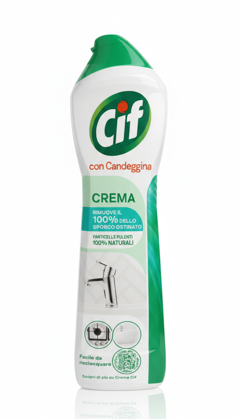 Cif Crema con Candeggina 500ml – Rimuove il 100% dello Sporco Ostinato e Igienizza