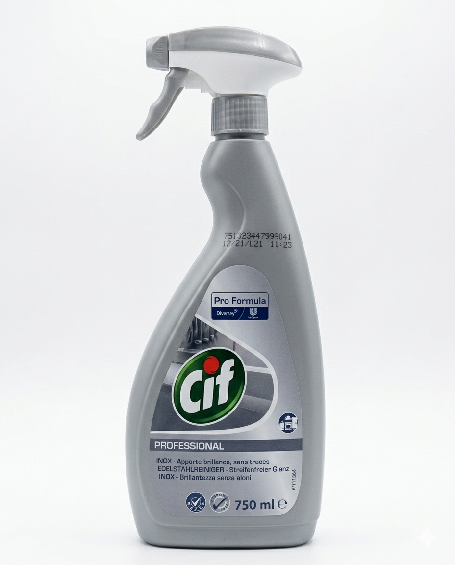 Cif Acciaio Inox Professionale – Detergente Specialistico Anti-Impronta Senza Profumo – Soluzione Horeca Brillantezza Immediata