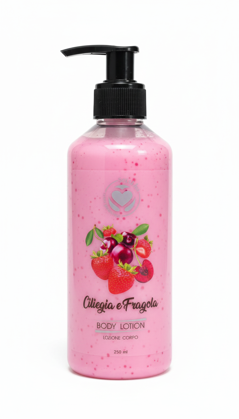 SetaBlu Body Lotion 250ml con Dosatore | Lozione Corpo Idratante e Rivitalizzante | Pelle Morbida e Radiosa | Varianti Cocco, Rosa, Ciliegia e Fragola