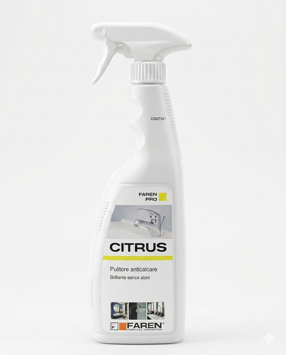 Faren Pro Citrus Anticalcare Naturale Acido Citrico – Pulitore Antiappannante Doccia Brillantezza Zero Aloni