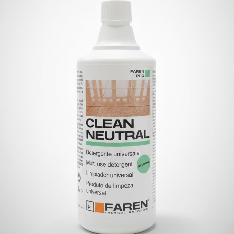 FAREN PRO Clean Neutral Detergente Neutro Universale | Senza Risciacquo | Per Marmo, Grès, Legno e Laminato | Pulizia Ordinaria Professionale | 1lt
