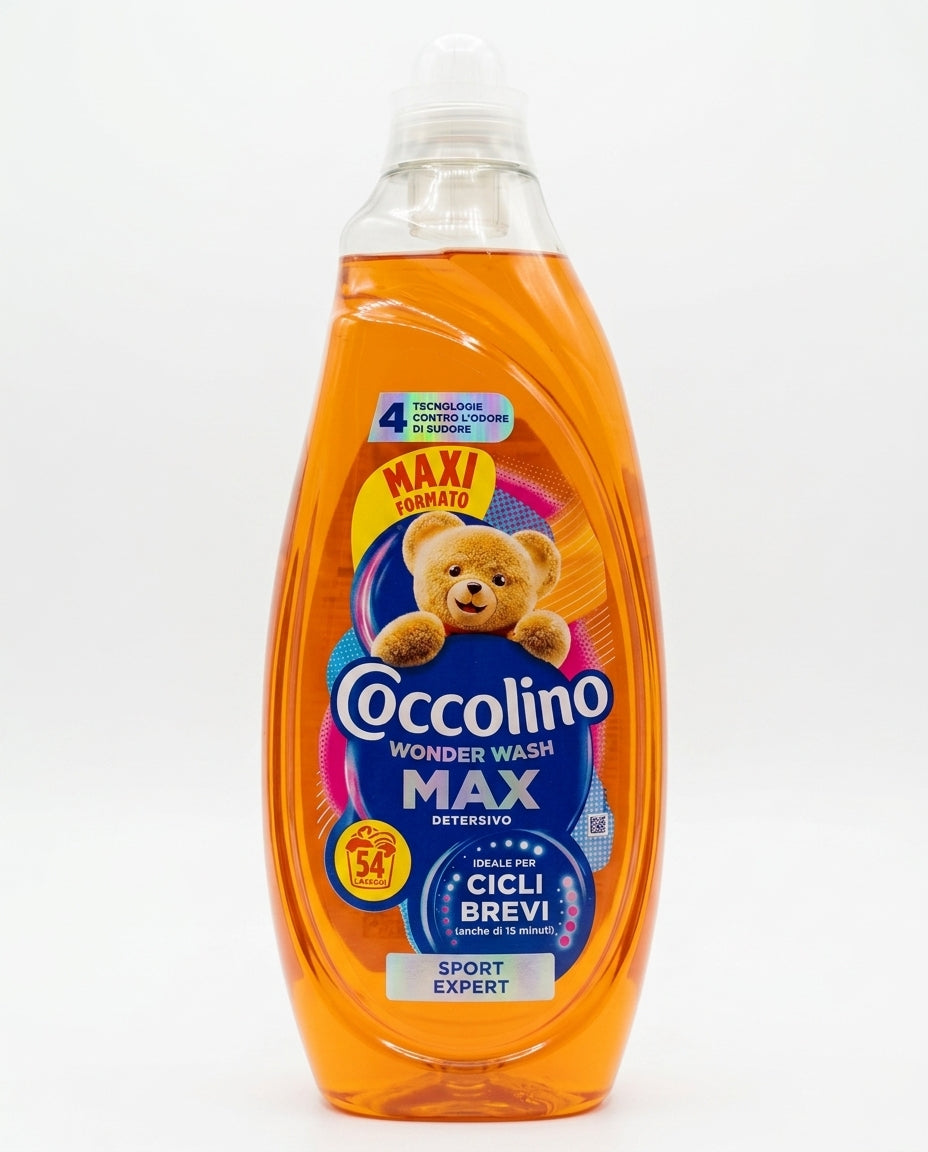 Coccolino Wonder Wash MAX Sport Expert 2,16L 54 Lavaggi Tecnologia PRO-S – Detersivo Lavatrice Capi Sportivi e Sintetici Cicli Brevi 15 Minuti