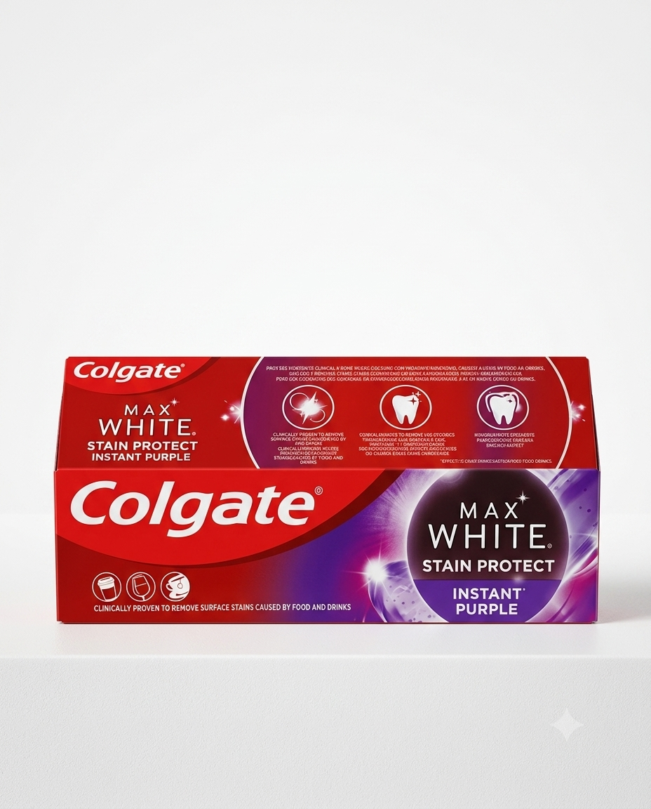 Colgate Max White Purple Reveal Dentifricio Sbiancante Istantaneo 75 ml – Tecnologia Ottica di Correzione del Colore e Protezione Avanzata dello Smalto