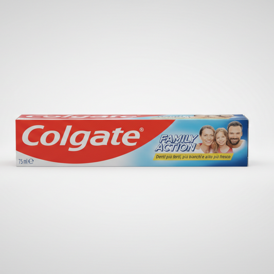 Colgate Family Action 75ml – Dentifricio Quotidiano per Tutta la Famiglia – Tripla Azione: Denti Più Forti, Bianchi e Alito Fresco