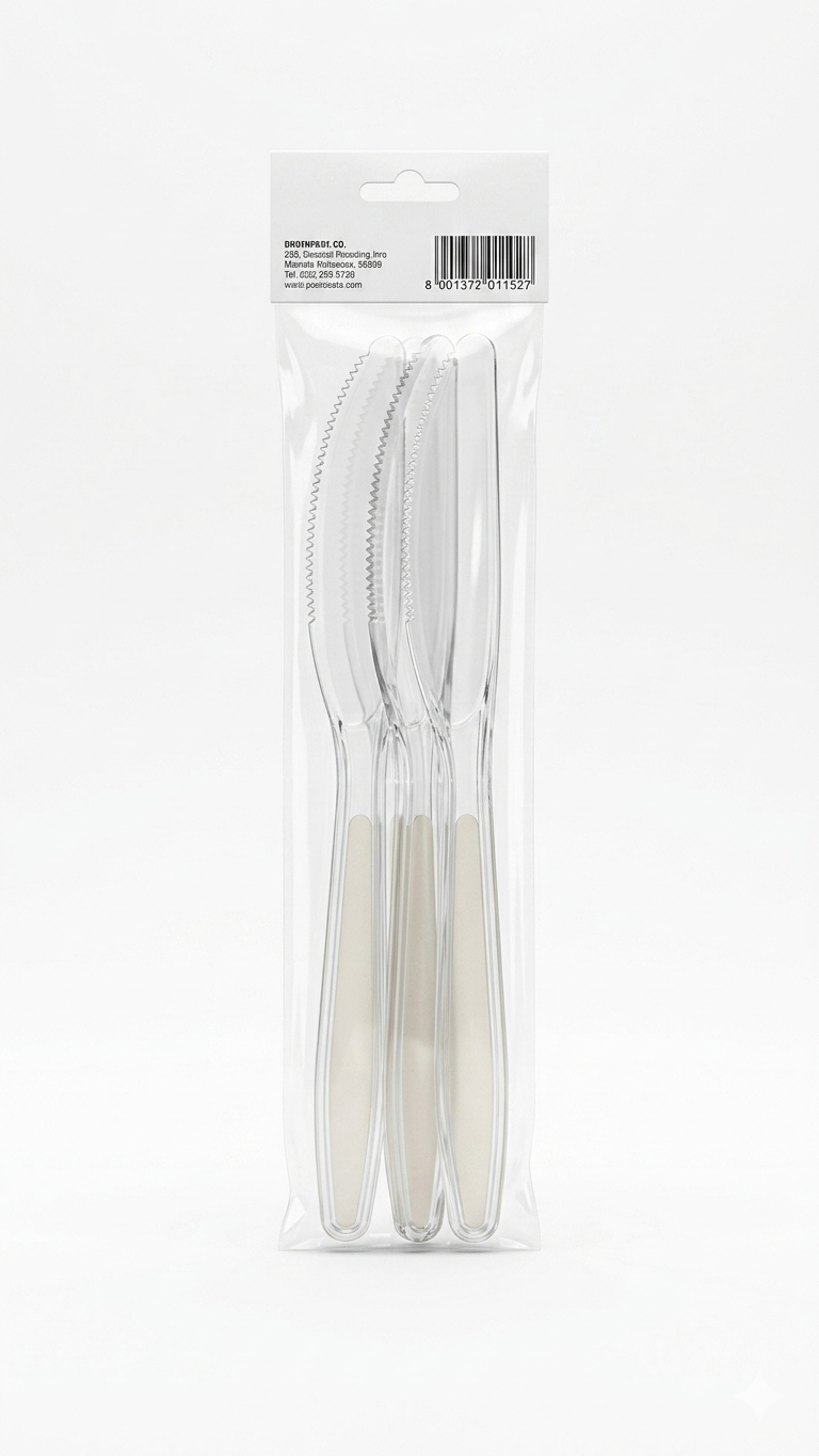 Faucy Coltelli Luxury in Plastica Trasparente | Confezione da 10 Pezzi | Posate Rigide Professionali per Cerimonie, Matrimoni ed Eventi Eleganti