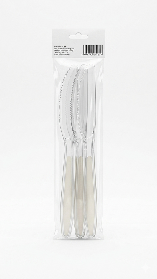 Faucy Coltelli Luxury in Plastica Trasparente | Confezione da 10 Pezzi | Posate Rigide Professionali per Cerimonie, Matrimoni ed Eventi Eleganti