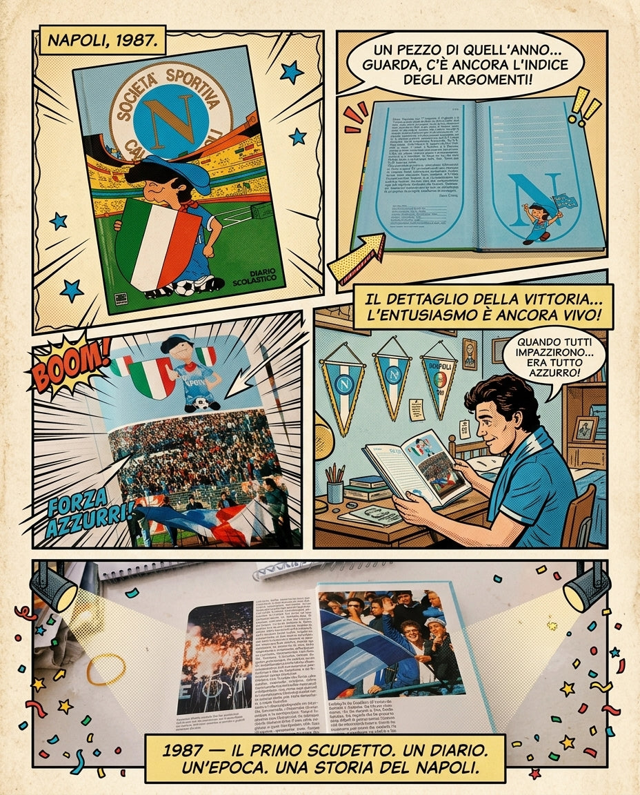 Diario Scolastico SSC Napoli 1987 Originale | Cimelio 1° Scudetto Era Maradona | Mascotte Gennarì | Fondo di Magazzino NOS Raro