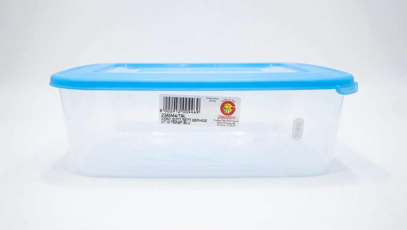 Giganplast Service Contenitore Rettangolare 10 LT con Coperchio Ermetico Blu | Portafrutta e Alimenti per Frigorifero e Dispensa | Made in Italy | 38x29x12 cm