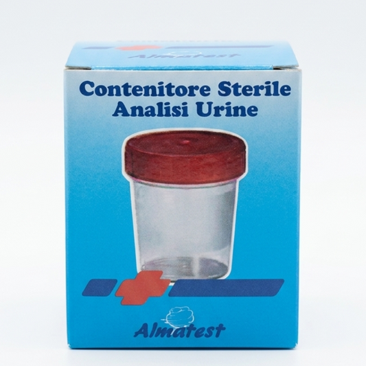 Almatest Contenitore Sterile per Analisi Urine con Tappo a Vite ed Etichetta – 1 Pezzo – Massima Igiene e Sterilità Garantita per Campioni di Laboratorio